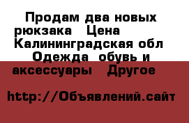 Продам два новых рюкзака › Цена ­ 3 500 - Калининградская обл. Одежда, обувь и аксессуары » Другое   